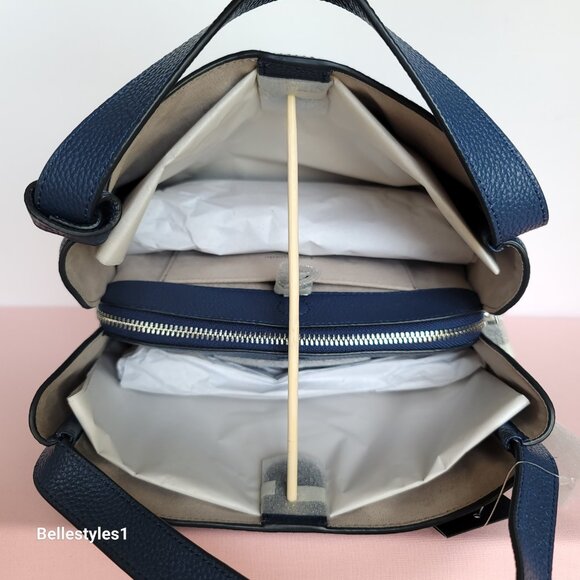 KATE SPADE Knott MEDIUM Denim Check & Leather Crossbody Tote- Indigo Multi⭐ - Picture 11 of 16